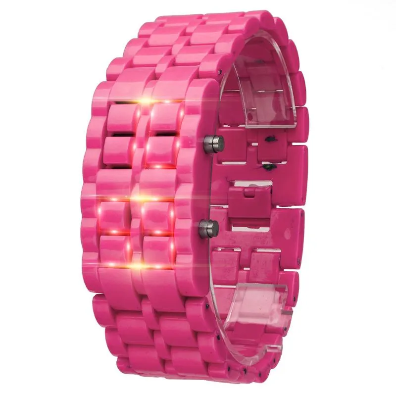 Montres-bracelets LED Montres numériques Fer Samurais Bracelet en plastique Lava Montre Heure Hommes Automatique Lumineux Horloge Étanche Mécanique245g