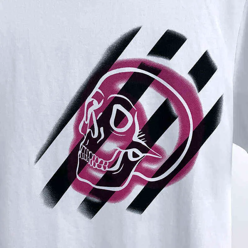 2022 SS Kortärmad T-shirt Mäns Enkla Skull Print Pp Fashion Pure Bomull Sommar Business Street Milan Trend Plein Brand Top G1217