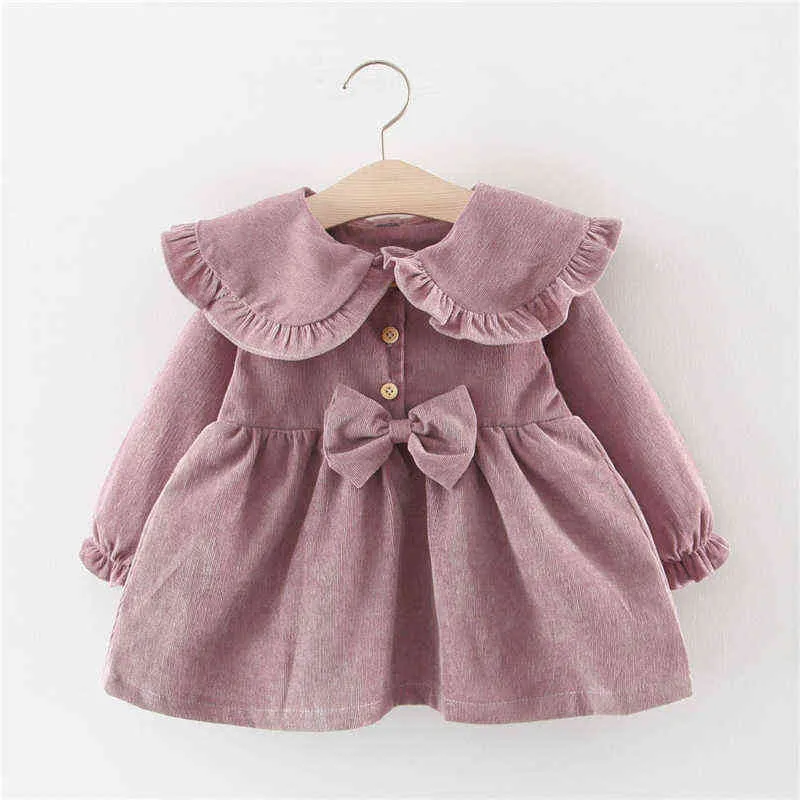 Baby Mädchen Kleid Herbst Winter Baby Mädchen Langarm Bogen Nette Prinzessin Kleid Für Party Baby Neugeborenen Kleid Kinder kleidung G1129