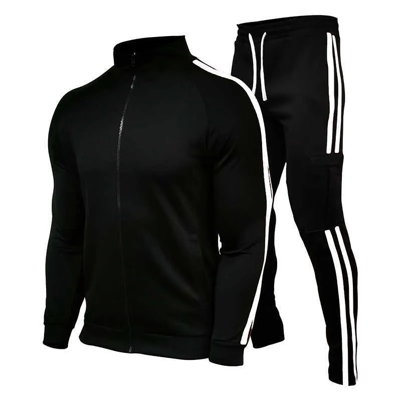 Zipper Tracksuit Men Set Sporting Sweatsuit Men Clothes Printed Hooded Hoodies Jacket Pants Track Suits Male Size M-XXL 210707