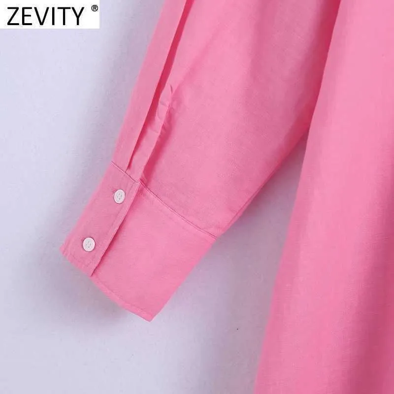 Zevity Women Fashion V Neck Solid Color Casual Loose Shirt Dress Female Chic Single Breasted Straight Business Vestidos DS8338 210603