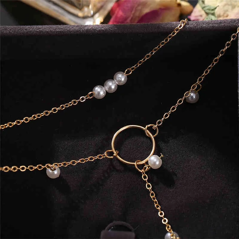 Moda 2021, collar con colgante largo de perlas de doble capa para mujer, gargantilla de tendencia, cadena, regalos de joyería