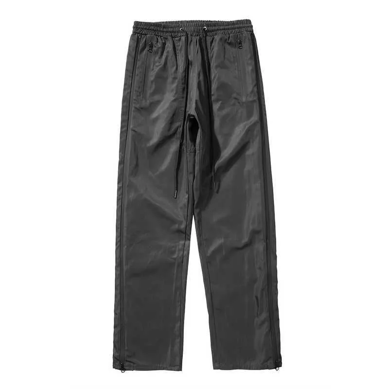 Urban Streetwear Side Zip Double Mesh Sweatpant Men Women Loose Casual Trousers Hip Hop Patchwork Functional Sweat Pants Male C0607