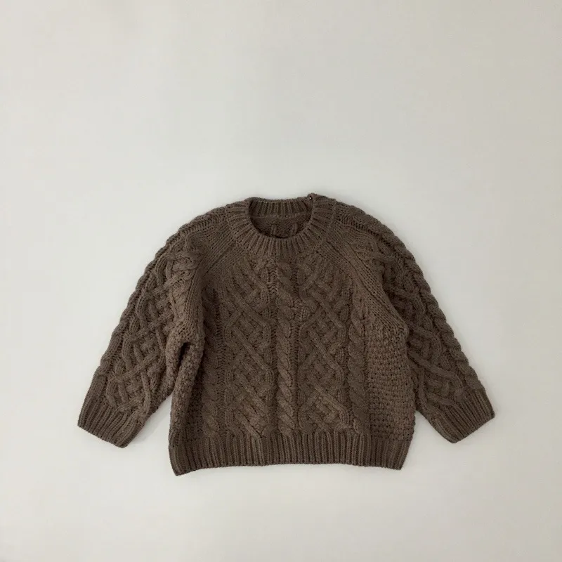 Детский свитер осень и сплошной цвет пуловер детская одежда для мальчиков девушки толстая девушка одежда 210515
