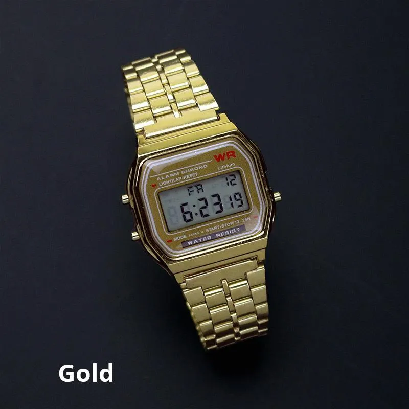 Bracelets de montre Rose Gold Silver Montres Hommes Affichage numérique électronique Style rétro Horloge Hommes Relogio Masculin Reloj Hombre Hom241O