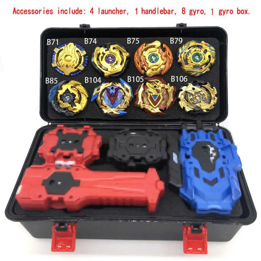 New Golden beyblades launcher bayblades Boîte de rangement Jouets Toupie Metal Fusion God Golden bay blade Spinning Top Toy set X0528