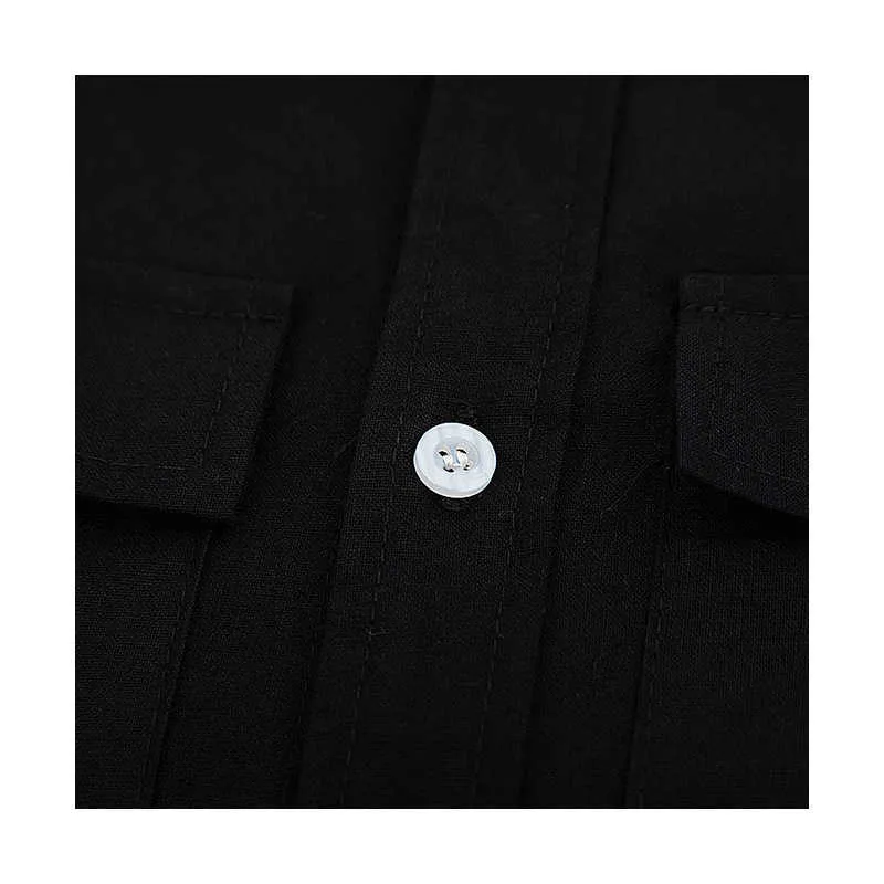Takım Stil Siyah kadın Gömlek Katı Boy Moda Bluzlar Yaz Koyu Tarzı Kore Giyim Kısa Kollu Üst Tunik 210529
