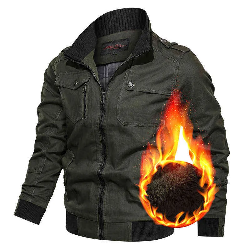 2020 hiver nouvelle veste hommes doublure en laine épais coupe-vent chaud veste militaire grande taille 4XL col montant multi-poches manteau hommes Y1109