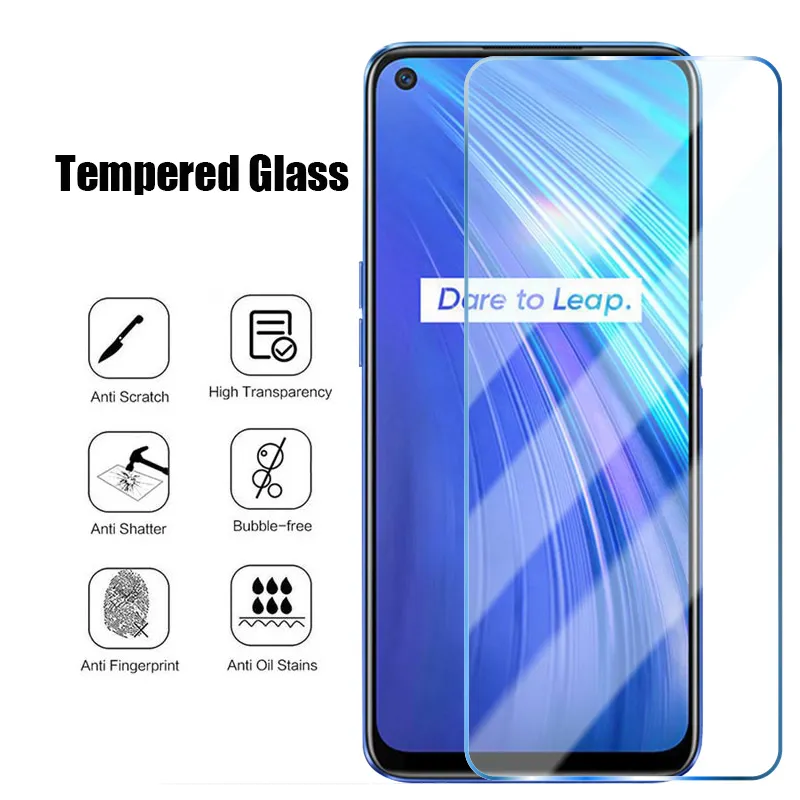 Protégeurs d'écran de téléphone portable ! Protecteur d'écran pour Realme 7 Pro 6 7i 6S Q2 Film transparent Verre durcie pour Realme C11