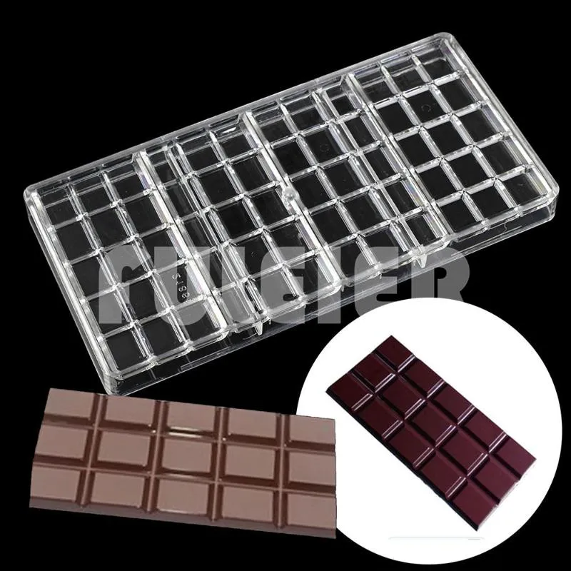 Bakken Gebak Gereedschappen 3D Polycarbonaat Chocolade Mal Voor Candy Bar Mold Snoep Bonbon Taart Decoratie Zoetwaren Tool Bakewar234u