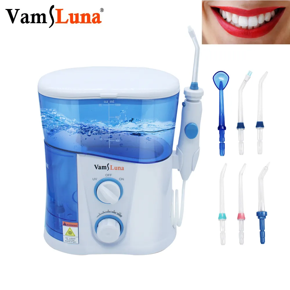 Personliga vårdapparater Vattenflosser Dental Oral Irrigator för tänder stag ren 1000 ml Oral irrigator med 7 multifunktionella jet -tips för familjen