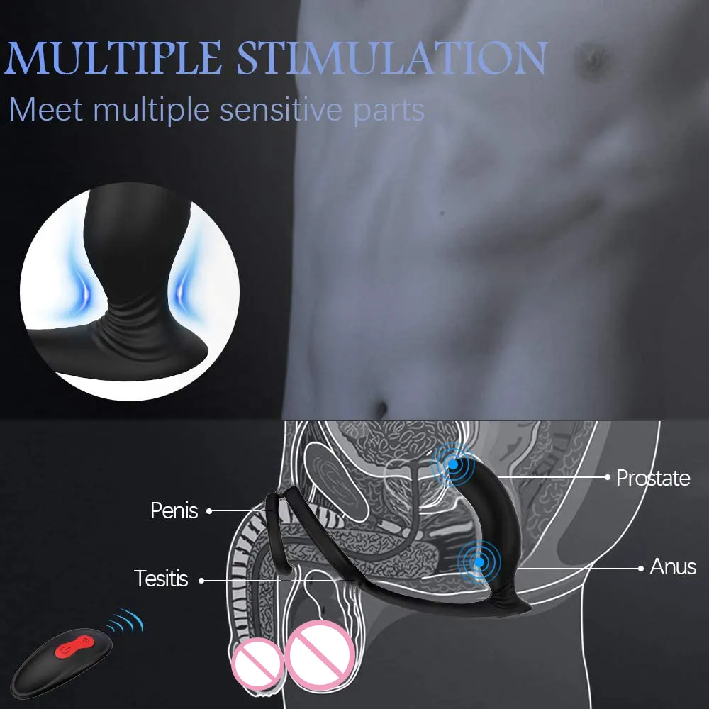 Vibrator For Men And Couples Anal Sex Toys Prostate Massager Male Vibrators Penis Ring 9-Vibration Mode Wireless Remote Control Y201118