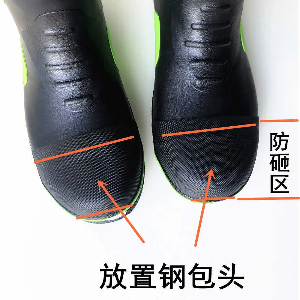 أسفل الفولاذ الصلب وأحذية المطر men039s مكافحة التحطيم ومضاد للأحذية المطاط الثقب حماية العمل الأزياء straig356608