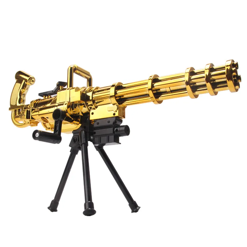 Gold Gatling Soft Rubber Bullet Toy Gun Machine Pneumatic Shooting Silah For Adults Boys CS Fighting