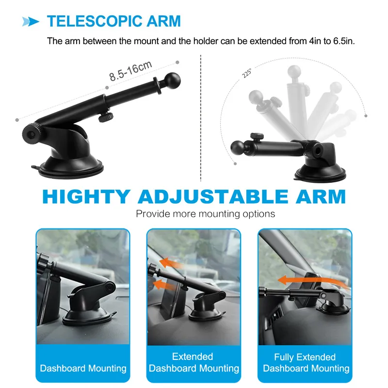 Telescopische magnetische 11 XS MAX XR 8 6 Zuignap Auto Dashboard Mount Cel Mobiele Telefoon Houder Stand