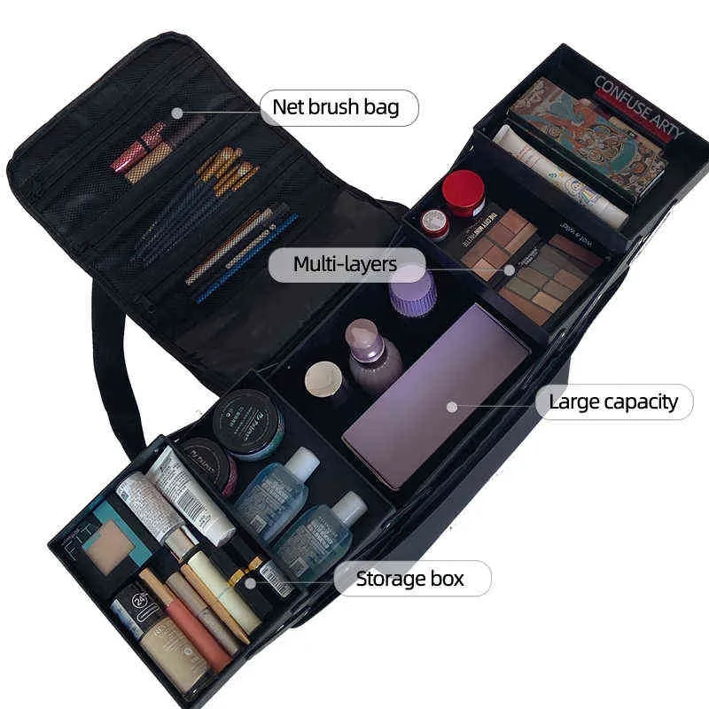 Nxy Borse cosmetici Trucco portatile di grande capacità Multistrato manicure Parrucchiere Kit di strumenti ricamo Custodia cosmetici Articoli da toeletta 220302
