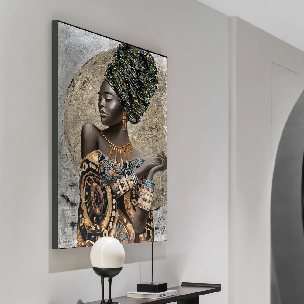 Tam kare elmas boya Afrika siyah kadın resimleri turnuva yuvarlak elmas mozaik Afrikalı kız duvar çıkartmaları dekor98053560729