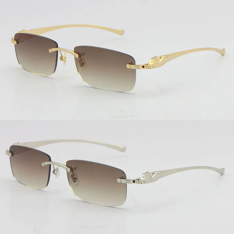 Vendita di occhiali da sole senza montatura in metallo leopardo serie Panther Optical occhiali da sole in oro 18 carati occhiali quadrati occhiali da vista rotondi maschili e femminili W289I