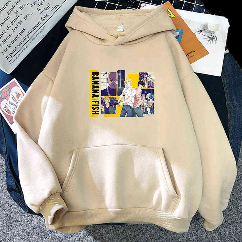 Banana Fish Anime Hoodie Vrouwen Oversized Sweatshirt Ash Lynx en Okumura Eiji Print Hight Street Streetwears Sexy Kawaii Kleding Y0820