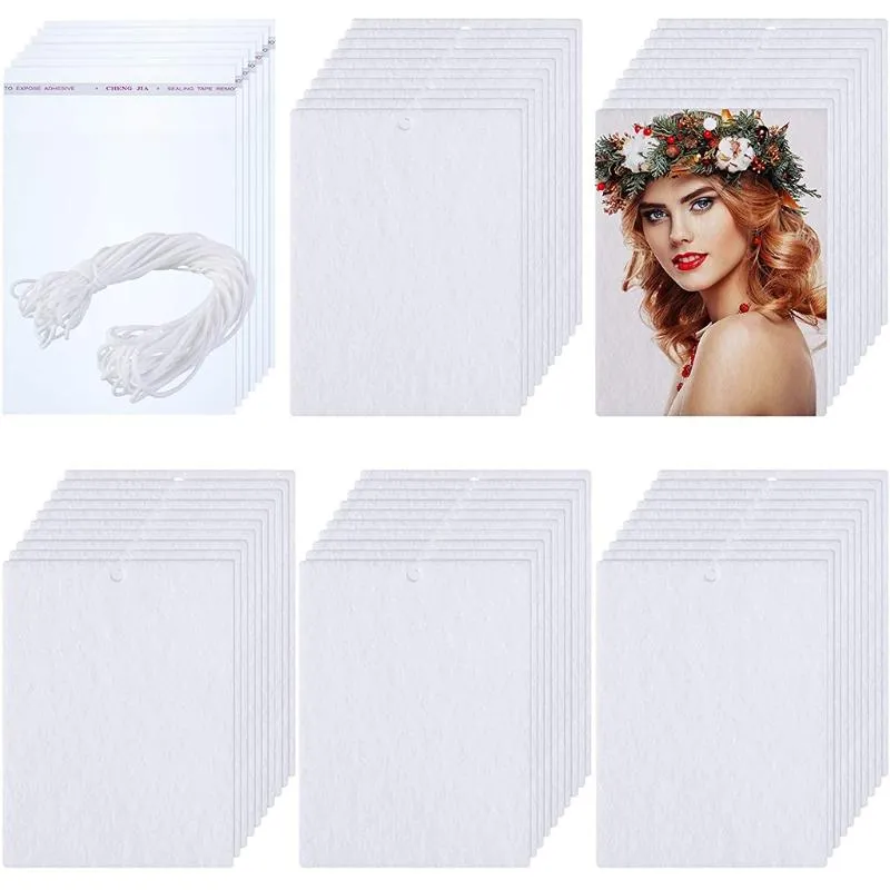 Porte-clés 100 pièces Sublimation Désodorisant Blancs Feuilles parfumées DIY Voiture vierge Feutre pressé pour la chaleur P9JA247U