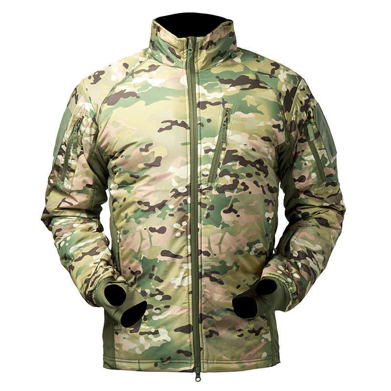 MEGE Męska kurtka taktyczna płaszcz Fleece Kamuflaż Wojskowy Parka Combat Army Outwear Lightweight Airsoft Paintball Gear 211008