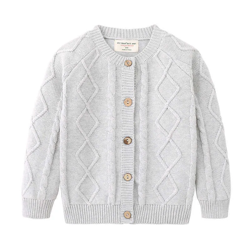 Baby Strickjacke Pullover Jungen Mädchen Mantel Kinder Kleidung 2021 Neue Solide Baumwolle Twist Stricken 3-6y Kleinkind für mädchen Warme Pullover Y1024