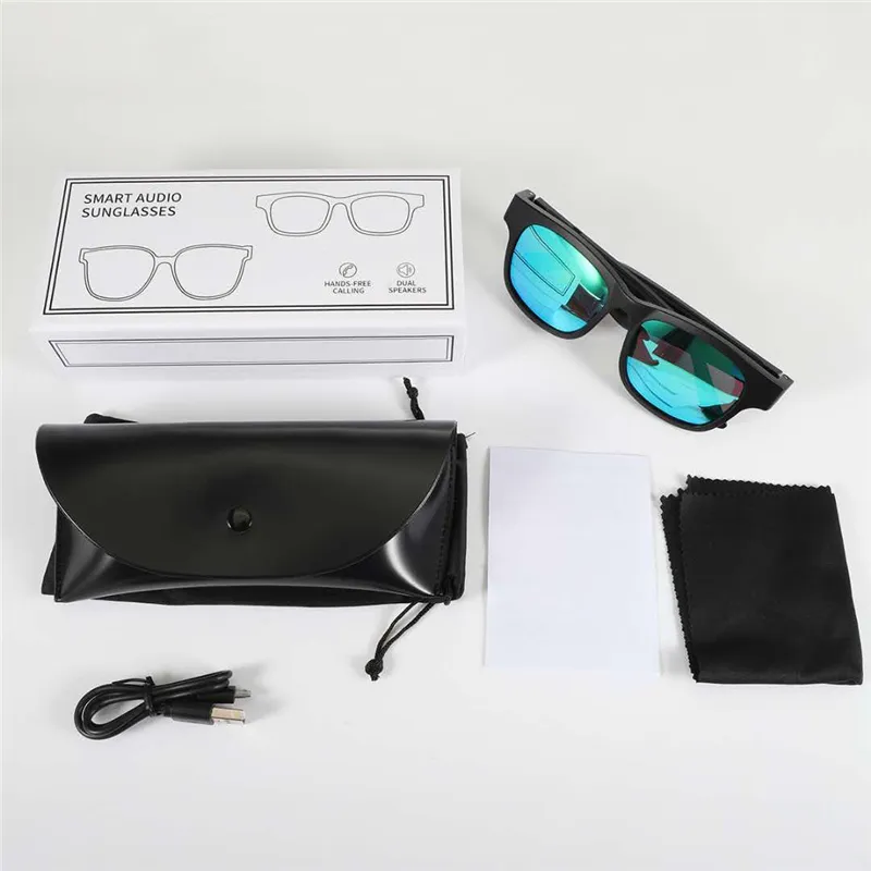 Moda de alta calidad 2 en 1 Gafas de sol de audio inteligentes con lentes recubiertas polarizadas Auriculares Bluetooth Auriculares Altavoces duales Hands-308R