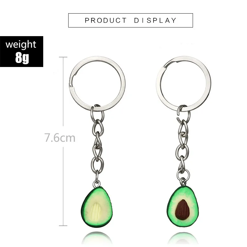 Mode coeur avocat chaîne fruit bibelot pour filles femmes cadeau bijoux accessoires support charme voiture porte-clés pendentif