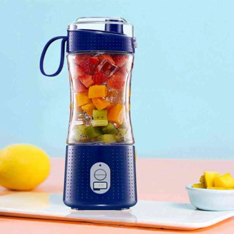 Portable Personal Blender 6 Blades Rechargeable Mini Travel Fruit Ice Electric Smoothie Blender Juicer Cup Maker Mixer H1103229Y