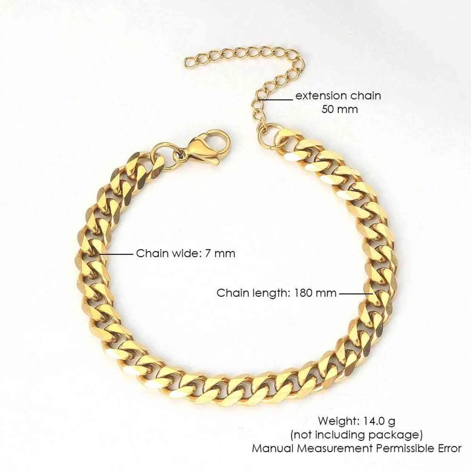 Men039S Bransoleta Homme Cuban Link łańcuchy Bracelety dla mężczyzn łańcuch na nogi akcesoria 357 mm Jewelr2120796