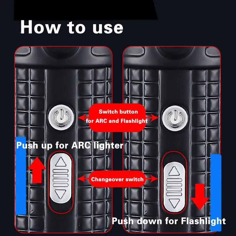 3 em 1 tocha de charuto de charuto multifuncional Multifuncional chama de jato de vento isqueiro de arco elétrico com lanterna LED Creactive91876819196576