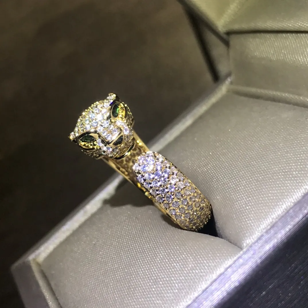 PANTHERE Series Ring Vintage Retro Stones Biżuteria 18k złota Oficjalne reprodukcje modowe Diamants Diamants Exquipite Gift H258R