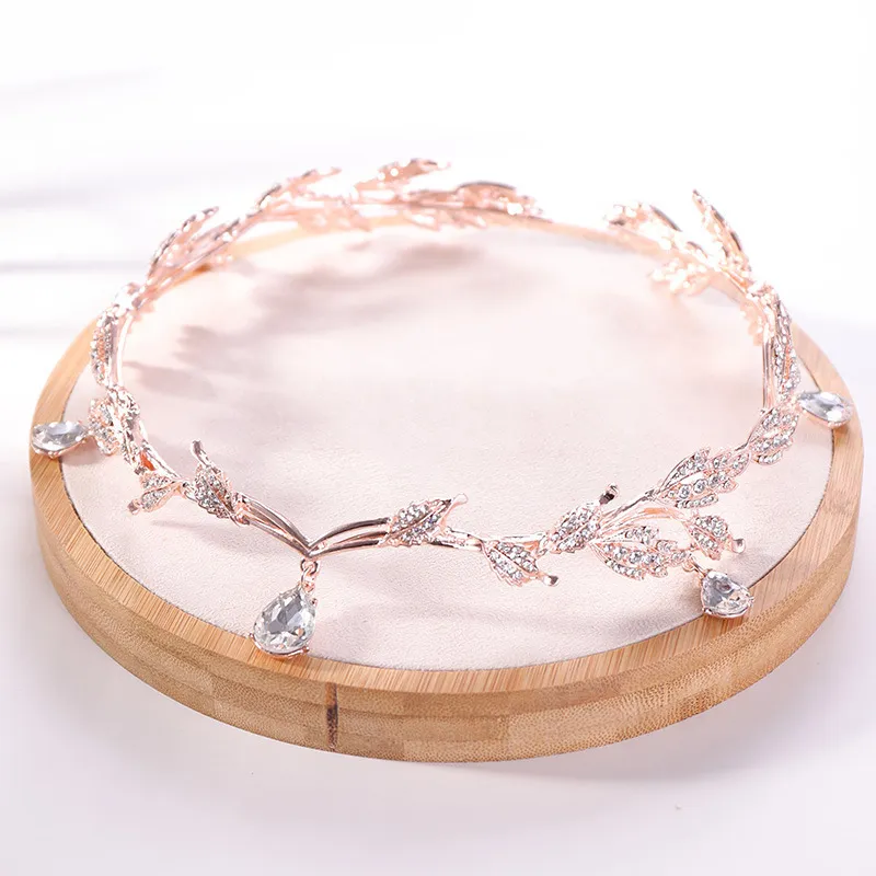 Kmvexo Rose Gold Crystal Crown Crown Bridal Hair