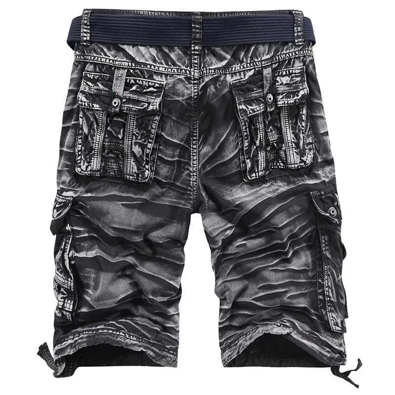 DARPHINKASA hommes Cargo Shorts décontracté ample coton militaire salopette Camouflage cravate-teinture grande taille 210713