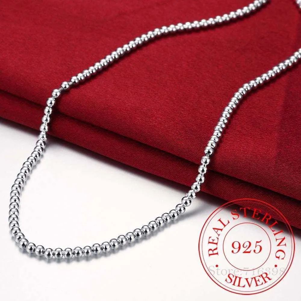 Designer-Halskette aus 925er-Sterlingsilber, 4 mm, 8 mm, 10 mm, glatte Perlen, Kugelkette für Damen, trendiger Hochzeits- und Verlobungsschmuck, Drop26782363168862