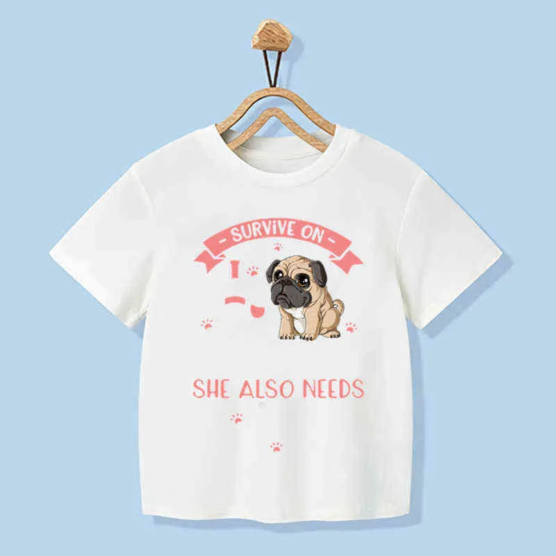 Camisa de verão para meninas Meninos Cool Pug Roller Patining Animal Cópia Tshirt Kawaii Crianças Roupas T-shirt engraçado do cão, YKP011 G1224