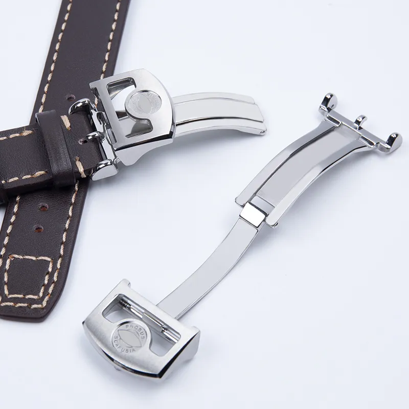 21mm 22mm Cinturino in vera pelle Rivetti in grano di bambù fascia cinturino orologio IWC Mark PILOT PORTUGIESER Accessori