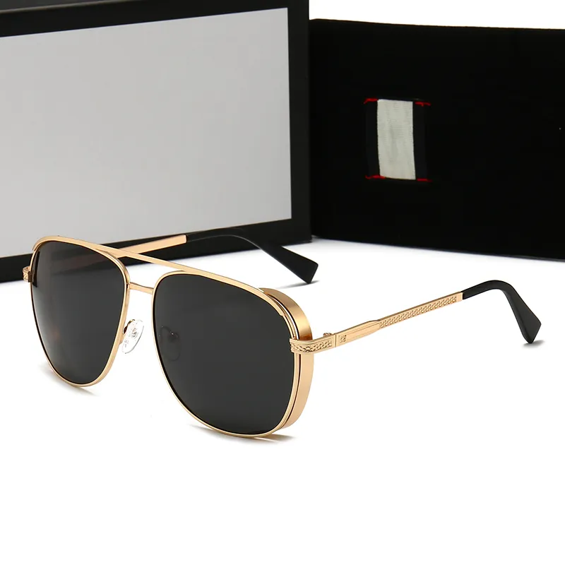 Hoge Kwaliteit Flat Top Zonnebril Gouden Frame Houding Luxe Designer Zonnebril Heren gafas de sol met doos 231g