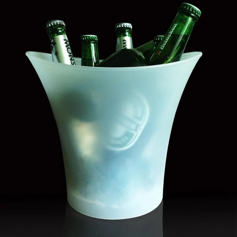 Secchielli il ghiaccio e dispositivi di raffreddamento Multicolor 5L Impermeabile in plastica LED Secchio Barre colorate Discoteche Illuminano Champagne Beer Night Party194v