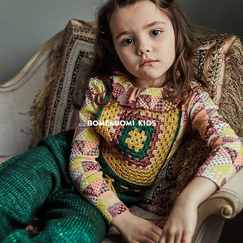Misha i Puff Design 40% Merino Wełny Kid Dziewczyna Dzianiny Spódnica na jesień Zima Baby Moda Ubrania Brand Child Spódnica 210619