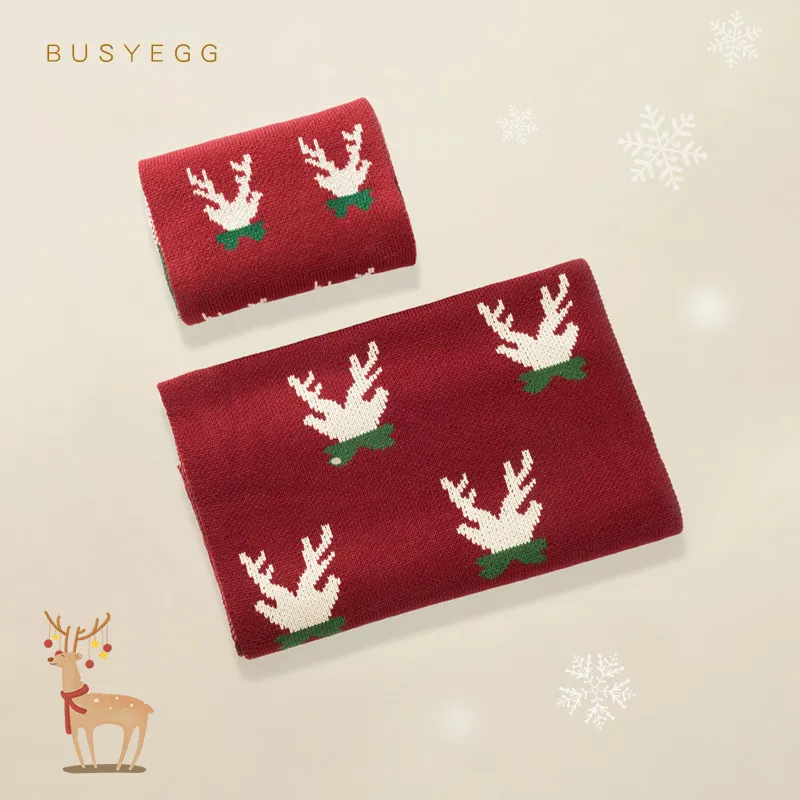 Rouge mignon belle hiver enfant écharpe garçons et filles tricot cerf épais chaud étroit petites écharpes de haute qualité cadeaux de Noël pour enfant