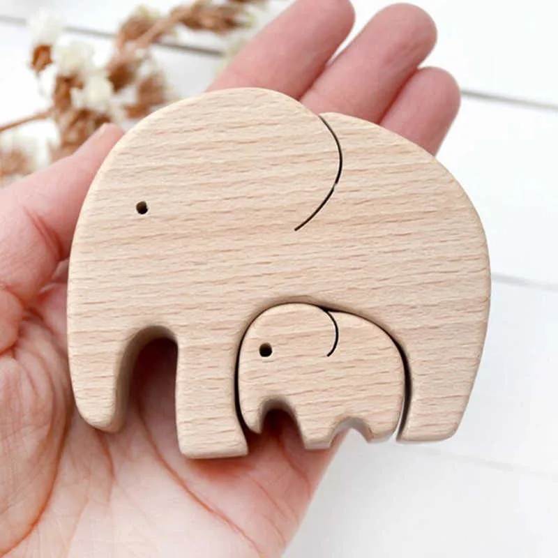 Cadeau de la fête des mères Éléphant Mère et enfant Ornement en bois Accueil Chambre Décor de bureau Accessoires Décor de fête Cadeaux Decoracin 210727