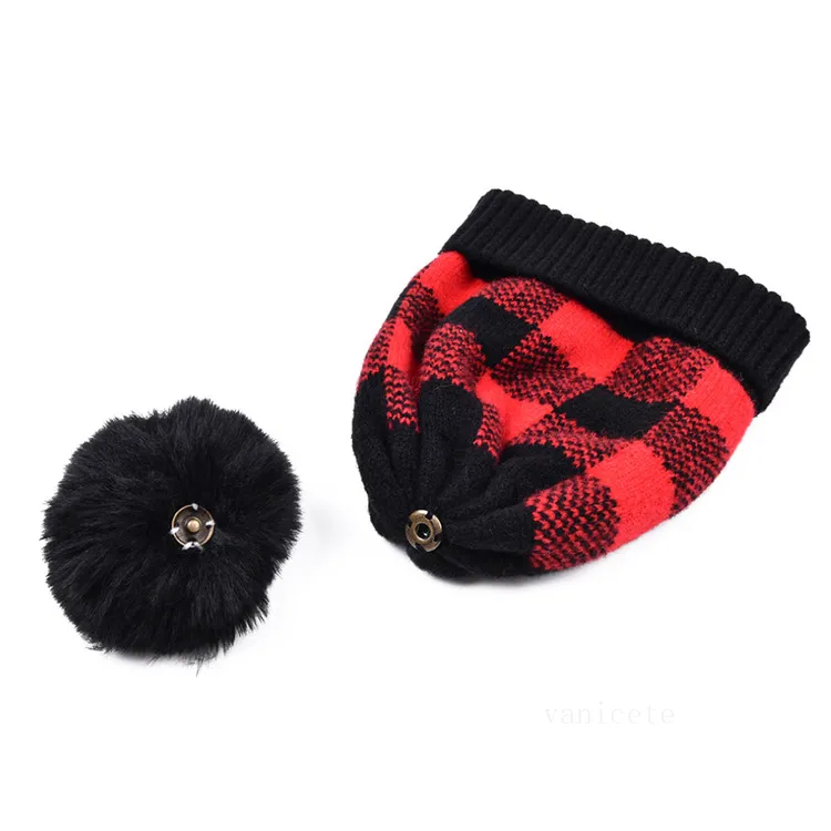 Varm vinterlock Julgitter Hatt Avtagbar Wool Ball Curling Home Stickade hattar T2i52773