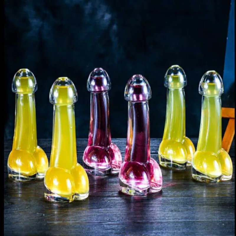 와인 주스 유리 컵 페니스 샷 유리 크리 에이 티브 디자인 바에 대 한 재미 있은 칵테일 낯 짝 150ml 1-6 조각 x0703