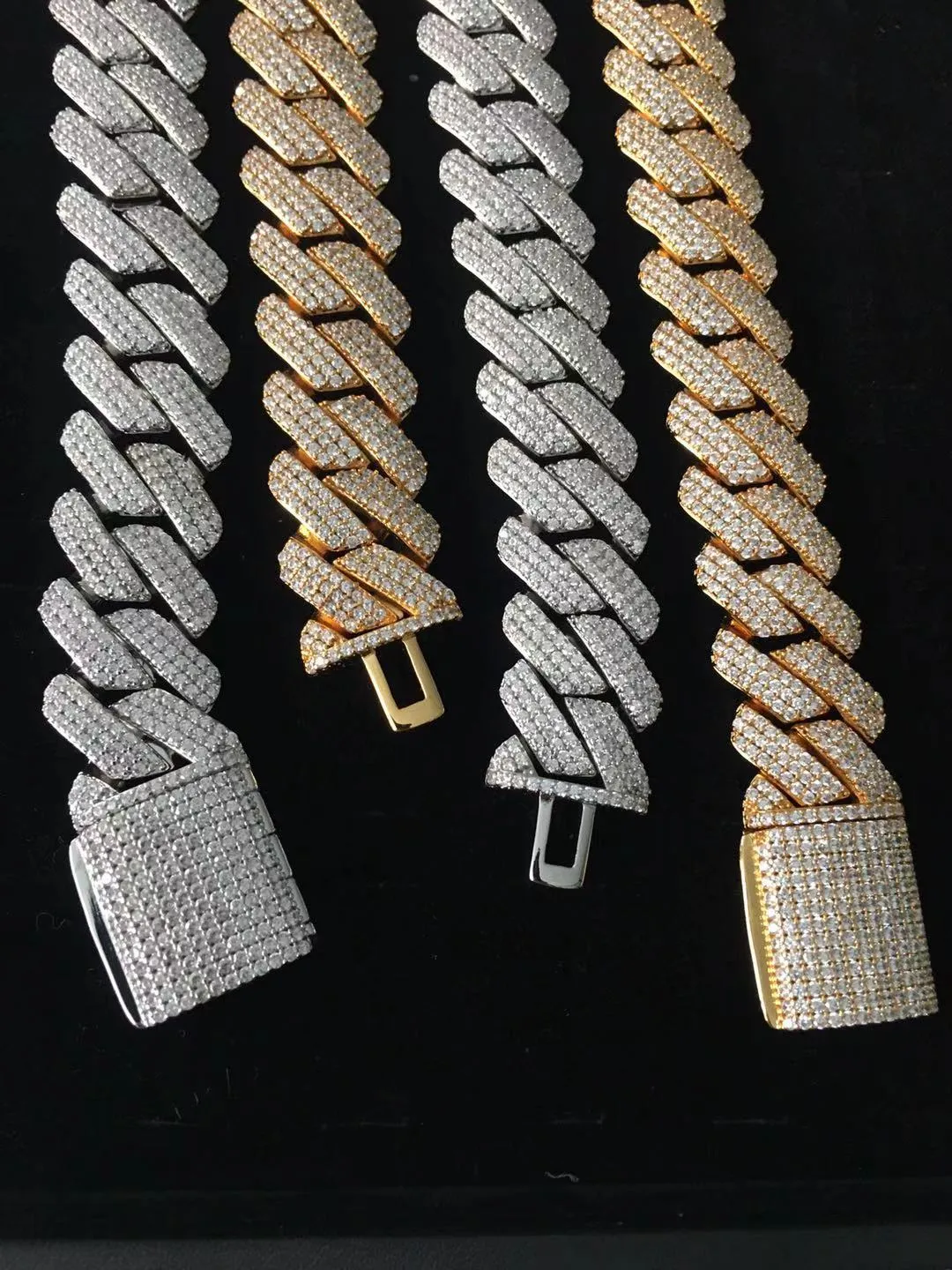 19mm Top Kwaliteit Dikke 3 Rij Diamant Cubaanse Zwaardere Miami Chain Link Kettingen heren hiphop iced out sieraden253r