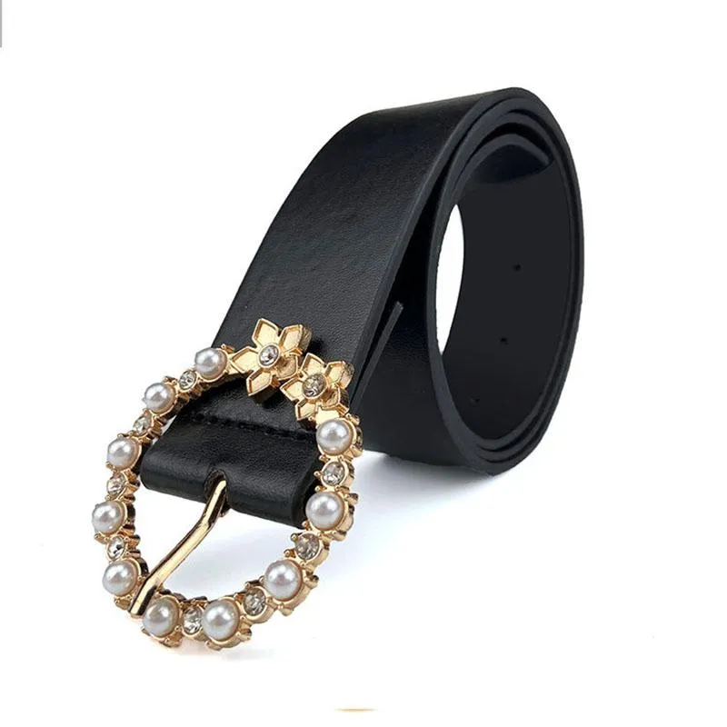 Belts Designer Leather For Women Wide Corset Slim Waist Strap Diamond Buckle Female Black Waistband With Dress High Quality Belt1753