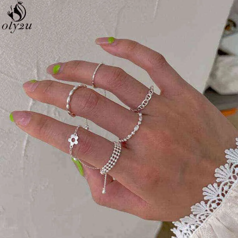 Fashion Infinity Finger Chain Rings for Women Ring Set Tassel 8 Letter Shape Ladies Ring Endless Love Symbol Wedding Jewelry G1125