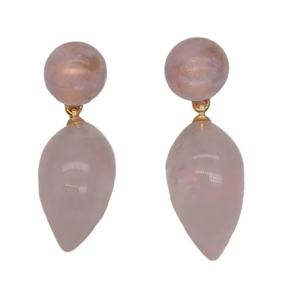 Yygem Natural Teardrop Rose Quartz Ametyst monety stadniny kolczyki biżuteria ładny styl na biuro kobieta