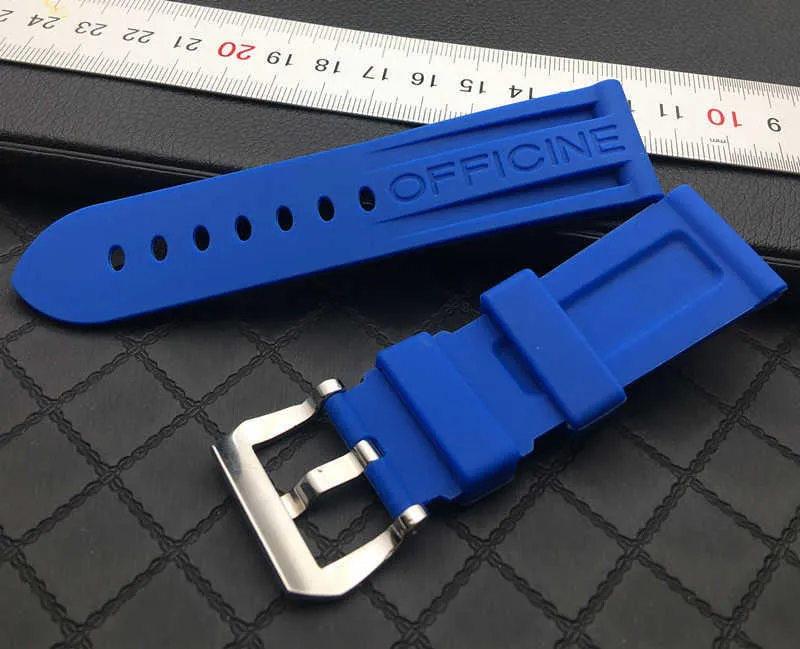 22mm 24mm Bright Blue Nature Soft Rubber Silicone Whatchband Watch Band Fit Panerai Strap Belt Needle Buckle Pam111 Belt H0915