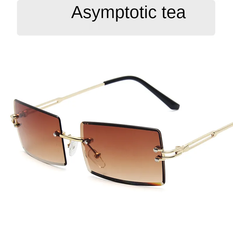 Rahmenlosen Trimmbalken Damen Square Gradient Sonnenbrille Trend Street schießen Brillen mit Brillen